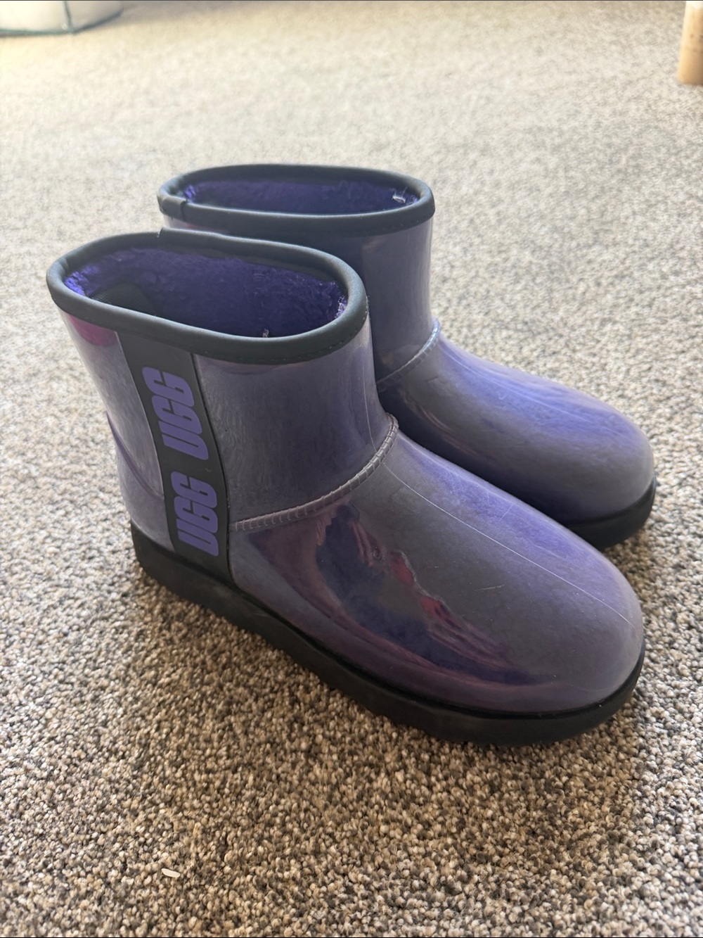 UGG Kids Glossy Purple Short Rain Boots